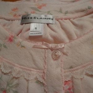 FIRM NWT Miss Elaine Long Night Gown Honeycomb Peach Floral S